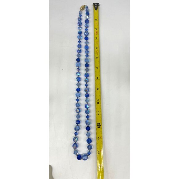 Shades Of Blue Glass Jewelry Bead Necklace Stretch Bracelet & Millefiori Drop Ea - Picture 12 of 12